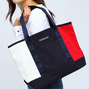 TommyHILFIGER トートバッグ キャンバス トリコロール