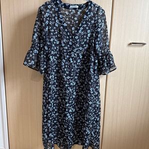 七分袖 花柄 黒 羽織り OLIVE des OLIVE Fサイズ
