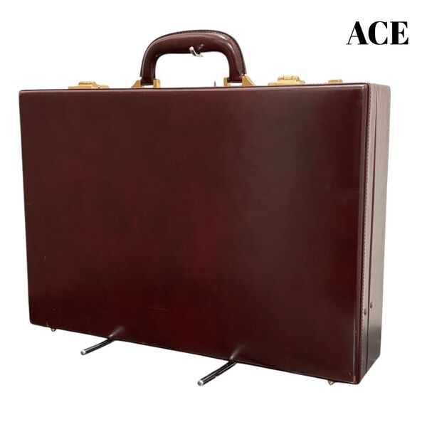 【貴重】ACE エース パイロットバック アタッシュケース ビジネスバッグ ボルドー 赤紫ダイヤル式鍵