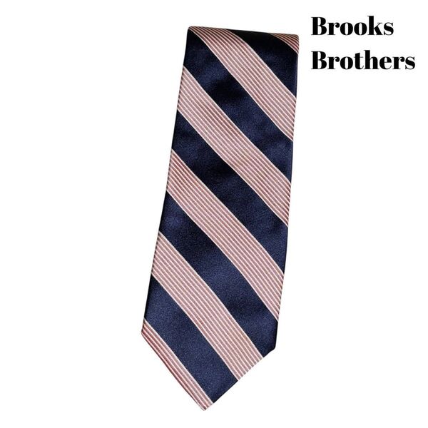 美品 Brooks Brothers ブルックスブラザーズ ネクタイ シルク 絹 ネイビー ストライプ
