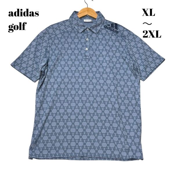 【XL〜2XLサイズ相当】adidas golf アディダスゴルフ 水色 ブルー メンズゴルフウェア ポロシャツ 鹿の子速乾XO