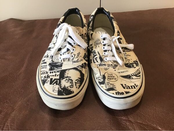 Vans ヴァンズ スニーカー 新聞柄 モノクロ