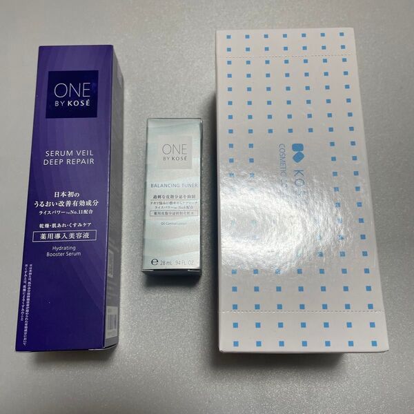ONE BY KOSE セラムヴェール 薬用導入美容液60ml&バランシング チューナー28ml &コットン