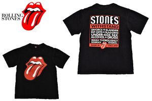 S-8943★送料無料★美品★ROLLING STONES ローリングストーンズ★ブラック黒色 両面プリント 半袖Ｔシャツ