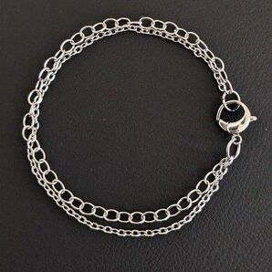シルバー オールステンレス ダブルチェーンブレスレット
