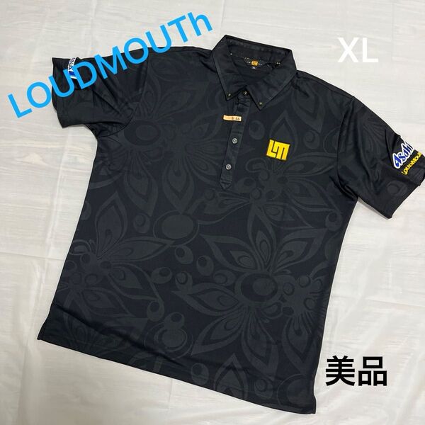 LOUDMOUTh ゴルフウェア ポロシャツ 半袖 GOLF 半袖ポロシャツ ラウドマウス 総柄 黒