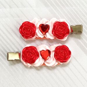 【赤】ヘアクリップ デコクリップ