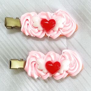 【ピンク】ヘアクリップ デコクリップ