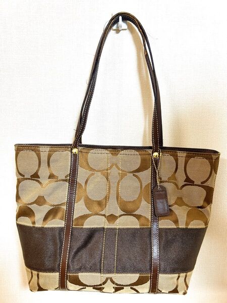 【価格相談検討】コーチ COACH トートバッグ 11098 シグネチャー ベージュ キャンバス レザー ハンドバッグ 【中古】