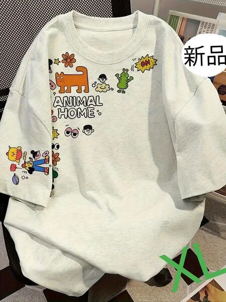 新品 キャラクター半袖Tシャツ コットン100 XL 白