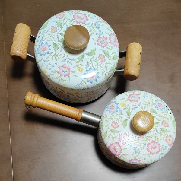 【未使用】EJIRI エジリー ホーロー鍋 両手鍋 片手鍋 2個セット