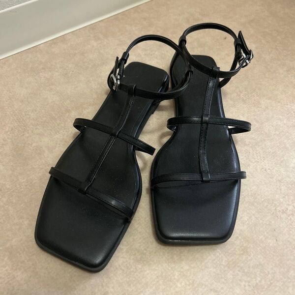 レディース ブラック フラットサンダル Lサイズ