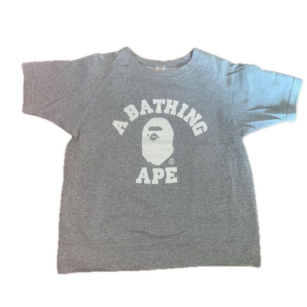 初期タグ A BATHING APE 半袖スウエット トレーナー グレー S ア ベイシングエイプアーカイブ NIGO