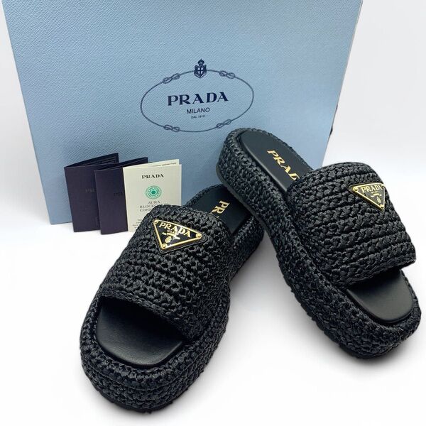 新品・正規品 PRADA ラフィア ウェッジサンダル