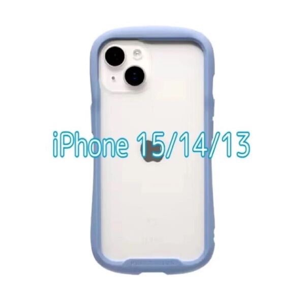 iFace Reflection iPhone 15/14/13 ケース クリア 強化ガラス (ペールブルー)