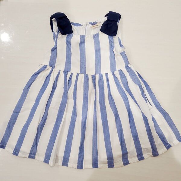 ストライプ ワンピース ノースリーブ リボン 子供服 キッズ 女の子 夏