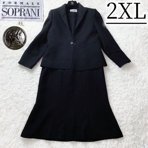 ★美品希少サイズ フォルマーレ ディ ソプラーニ TOKYO SOIR 東京ソワール ブラックフォーマル 漆黒 喪服礼服 2XL