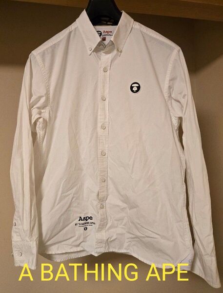 A BATHING APE ボタンダウン 長袖シャツ ストレート ホワイト