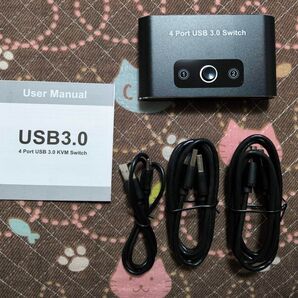 KVM USB切替器 USB3.0 切り替え器 4入力2出力 USBセレクター USBスイッチャー 2本のUSB3.0ケーブル付き