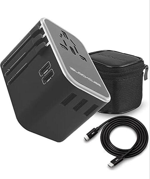 iBlockCube 変換プラグ 海外旅行 マルチ変換プラグ 旅行 便利グッズ コンセント トラベル USB Cポート付き