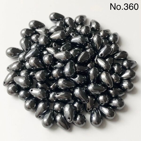 No.360 チェコビーズ 6×9mm ドロップ ヘマタイト 約100個