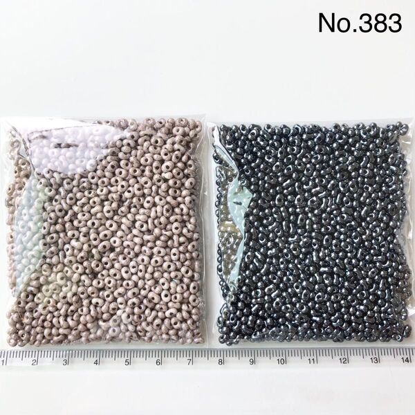 No.383 チェコビーズ ファルファーレ 2×4mm グレーパープル&ヘマタイト 約50g×2色 合計約100g