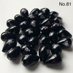 No.81 チェコビーズ ランプワークガラスビーズ シズク 約16×10mm 30個 ブラック ◆ラスト1点です