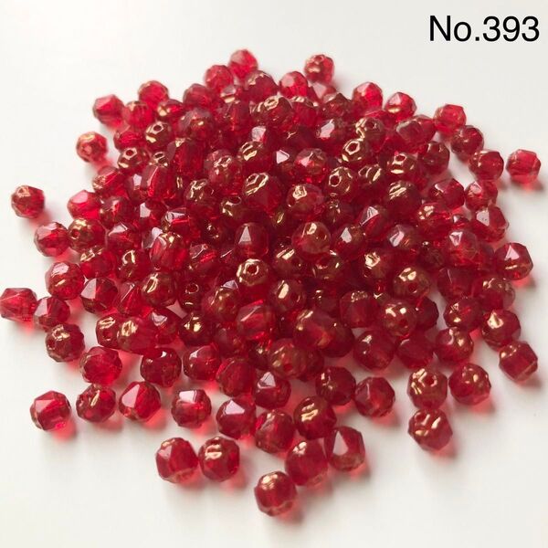 No.393 チェコビーズ ダブルフェイス 4mm 約200個 ルビー
