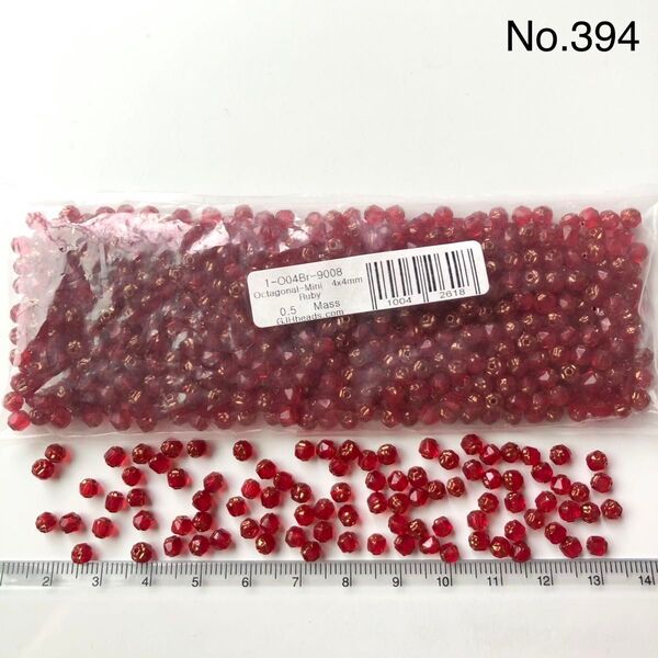 No.394 未開封品 チェコビーズ ダブルフェイス 4mm 約600個 ルビー