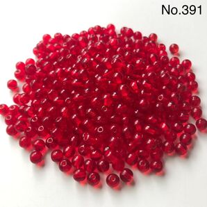 No.391 チェコビーズ ラウンド 約4mm 約400個 ルビー ◆ラスト1点です