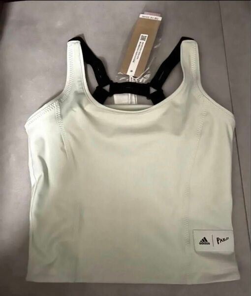 値下不可 新品タグ付き adidas レディース クロップドタンクトップ S ライトグリーン