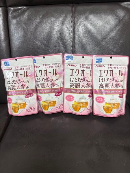 オリヒロ エクオールはとむぎの入った高麗人参茶 20包×4袋 アウトレット製品 賞味期限2026.04.08