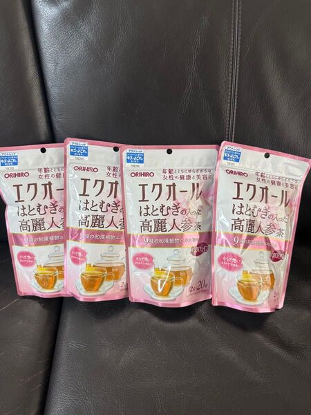 オリヒロ エクオールはとむぎの入った高麗人参茶 20包×4袋 アウトレット製品 賞味期限2026.04.08
