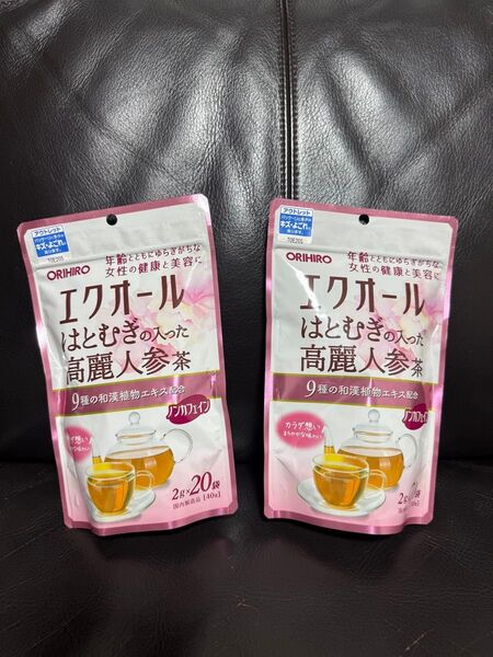 オリヒロ エクオールはとむぎの入った高麗人参茶 20包×2袋 アウトレット製品 賞味期限2026.04.08