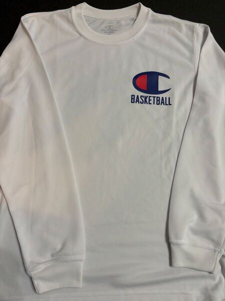 ★超美品★Champion バスケットボールロゴ 長袖Tシャツ ホワイト140