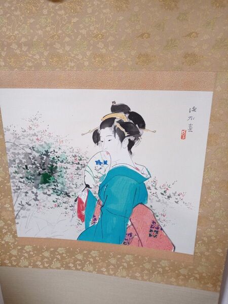 掛け軸 肉筆 人物画 和室 インテリア