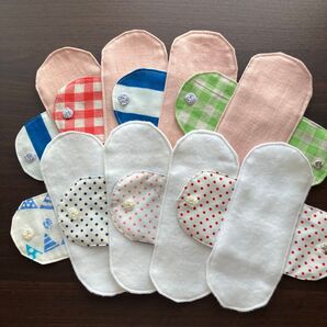 77 おりもの用布ナプキン お股を冷えから守る 医療用オオサキメディカルのリント布といちごミルク色ダブルガーゼのセット