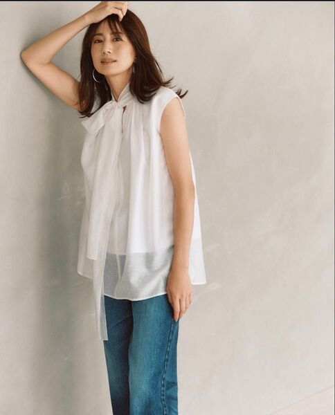 Mila Owen 前後2WAYシアーボウタイギャザーブラウス