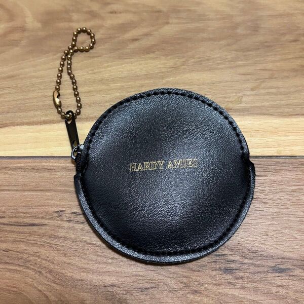 HARDY AMIES コインケース 丸型 レザー調 ブラック 黒