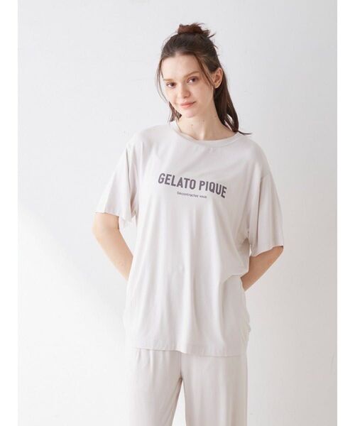 【タグ付き新品】gelato pique ジェラートピケ ルームウェア Tシャツ COOLレーヨンロゴTシャツ 接触冷感