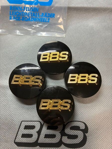 BBSセンターキャップ56mm黒金x4個セット