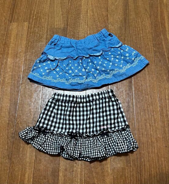 スカート 女の子 キッズ ミニスカート フリル 女児 子供服 2点セット B品