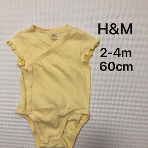 肌着 ロンパース H&M 黄色 60cm ベビー服 半袖ロンパース ボディスーツ