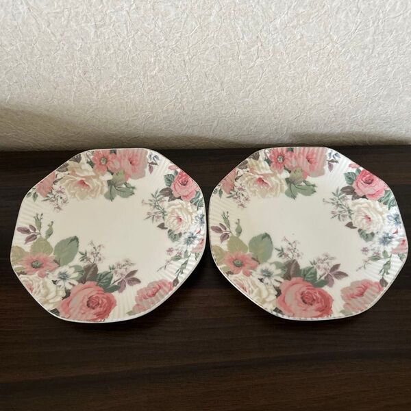 WORLD SCENE edinburgh ケーキ皿 2枚セット 花柄 ピンク バラ 昭和 超レア 超ヴィンテージ