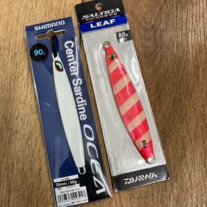 シマノ オシア センターサーディン 90g フルグロー ダイワ ソルティガ リーフ 80g 赤ゼブラ オフショアジギング