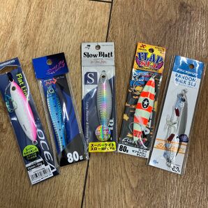 シマノ ドラゴン パームス ゼスタ ファルケン 80g オフショアジギング用ジグ5本セット スロー系
