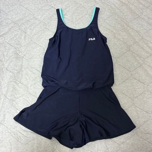 FILA 水着 180 キュロットワンピース UVカット ネイビー