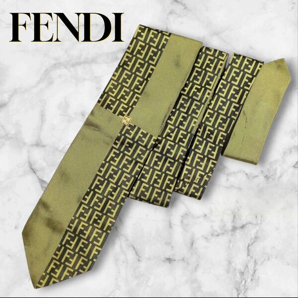 FENDI フェンディ ネクタイ ズッカ ズッカ柄 FF 無地 ソリッド 高級 ハイブランド シルク ゴールド 紳士服