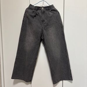 ブラックデニム ワイドパンツ Lサイズ