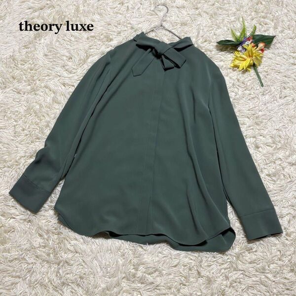 theory luxe 2Way ボウタイブラウス Marvine Jens グリーン 42 セオリーリュクス 大きいサイズ